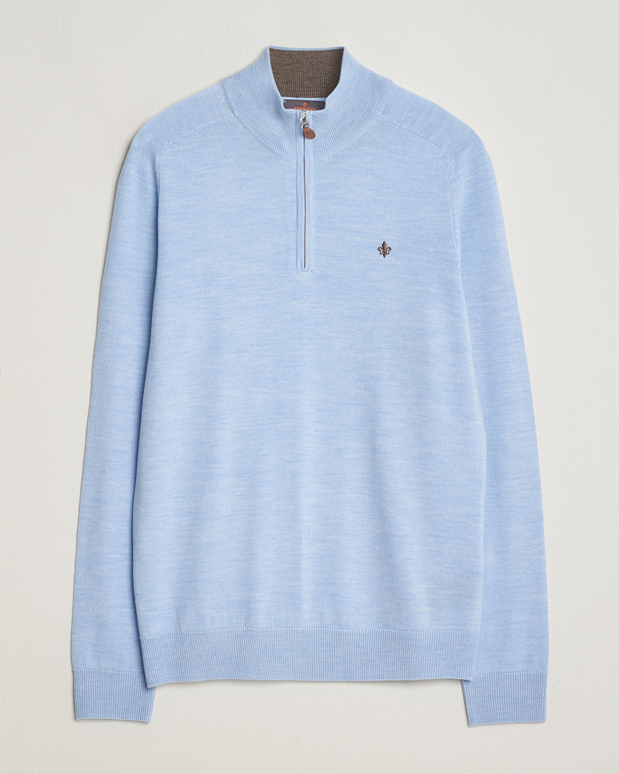 Mies | Puserot | Morris | John Merino Half Zip Light Blue
