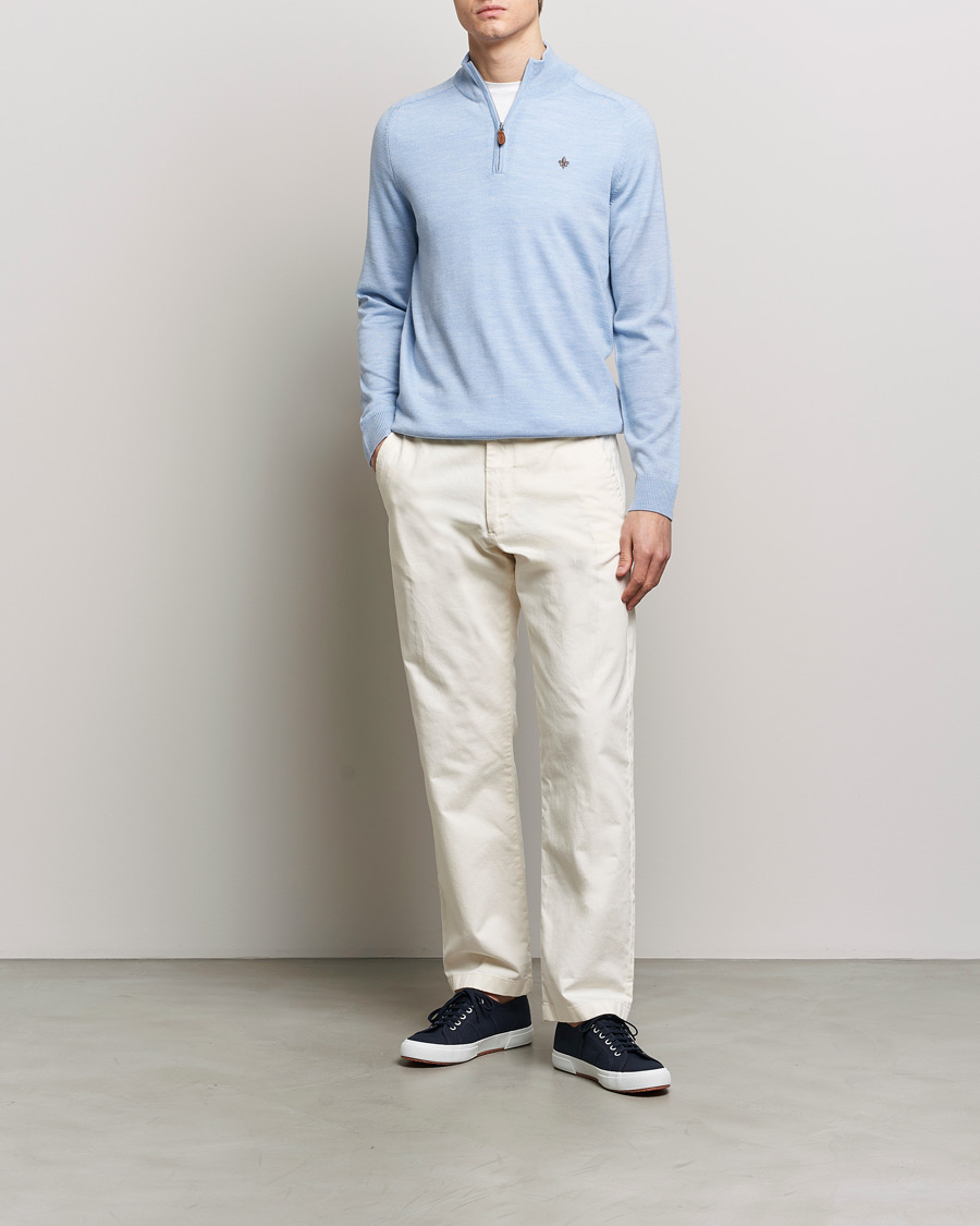 Mies | Puserot | Morris | John Merino Half Zip Light Blue