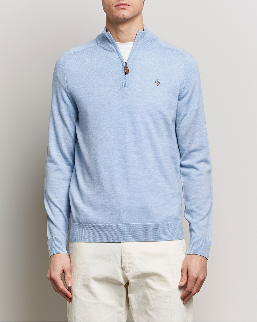 Mies | Puserot | Morris | John Merino Half Zip Light Blue