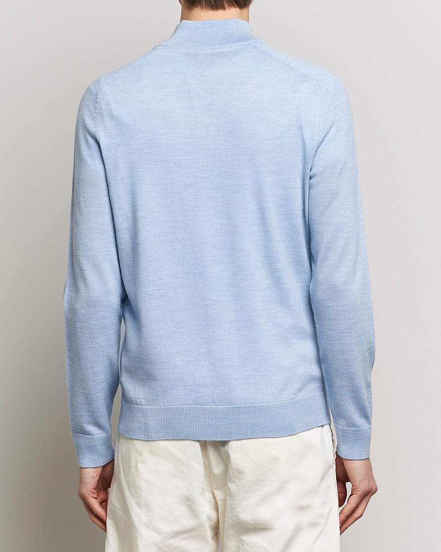 Mies | Puserot | Morris | John Merino Half Zip Light Blue
