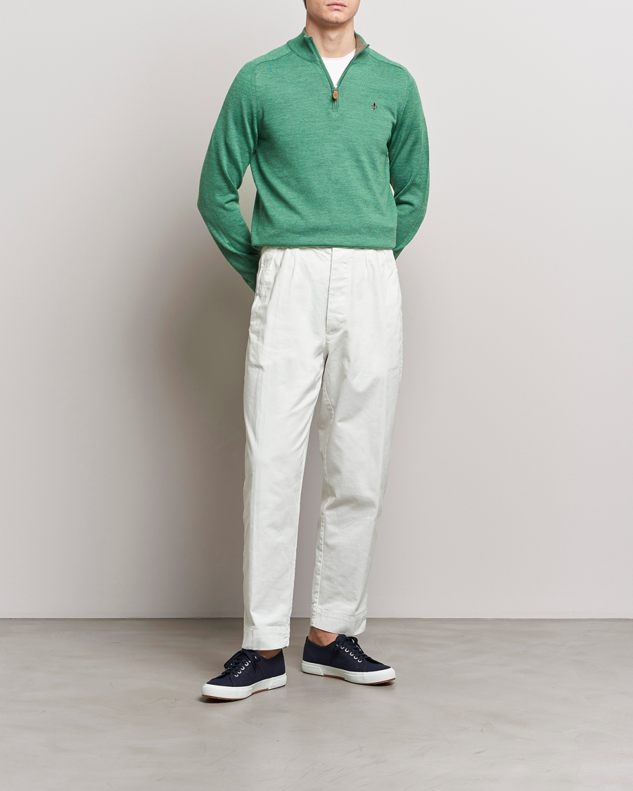 Mies | Puserot | Morris | John Merino Half Zip Light Green