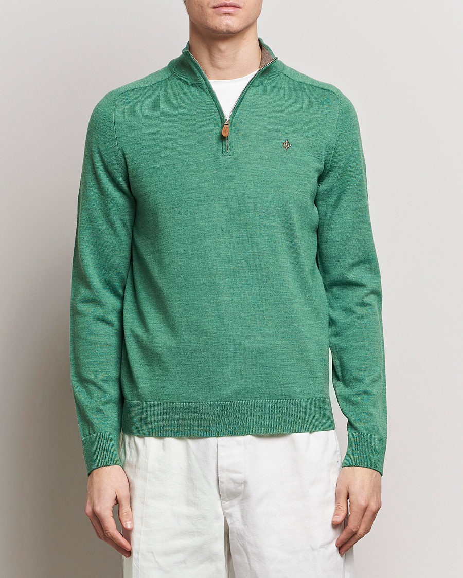 Mies | Puserot | Morris | John Merino Half Zip Light Green