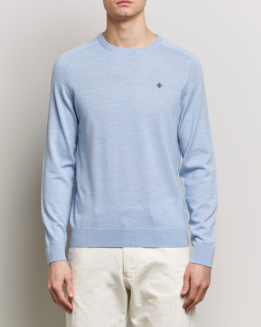 Mies | Wardrobe Basics | Morris | Merino Crew Neck Pullover Light Blue