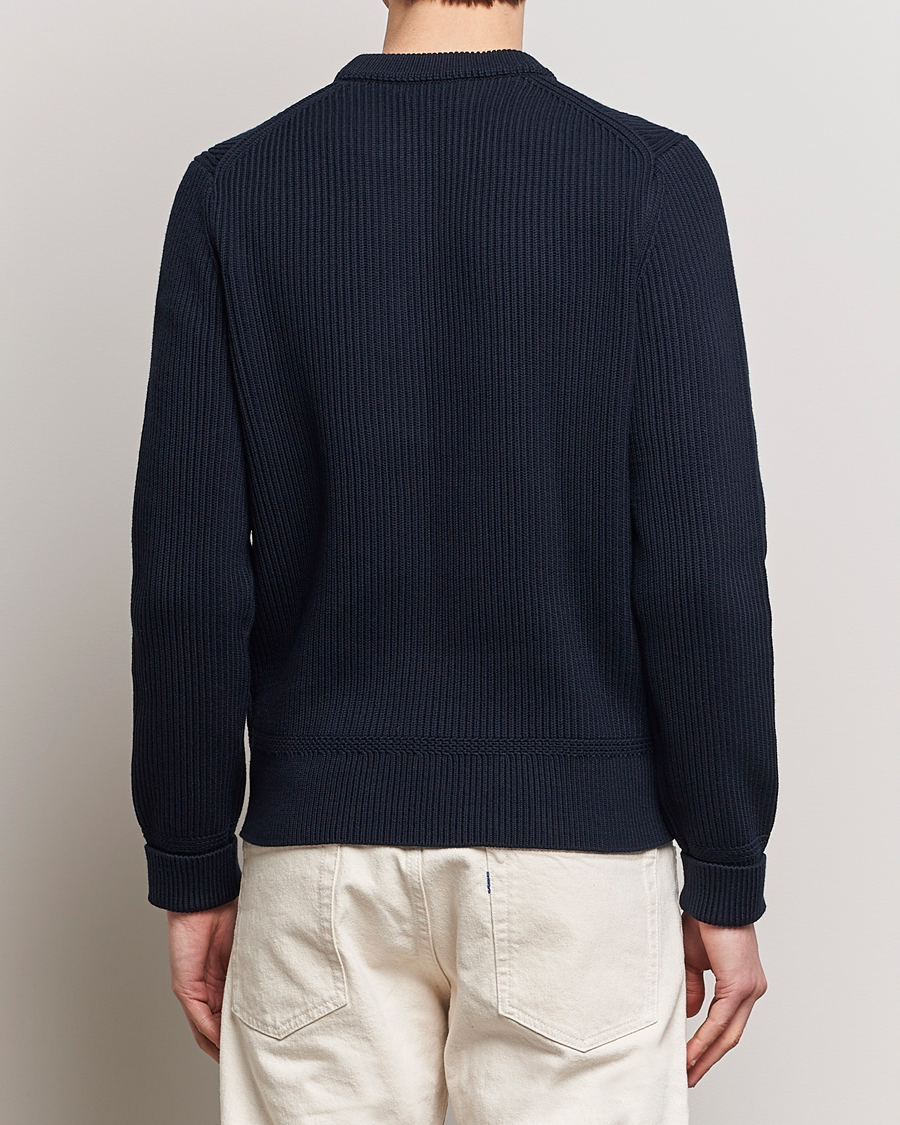 Mies | Puserot | Morris | Arthur Navy Cotton/Merino Knitted Sweater Navy