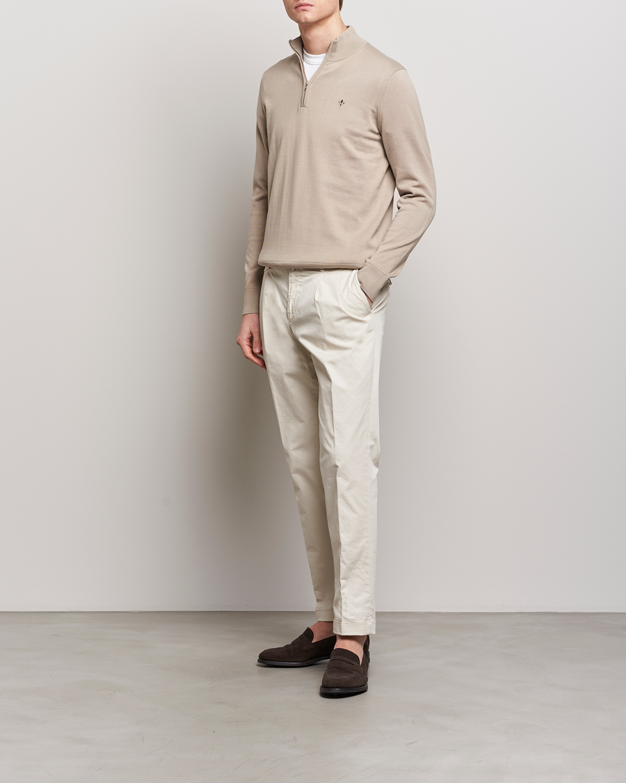 Mies | Puserot | Morris | Riley Cotton Half Zip Khaki