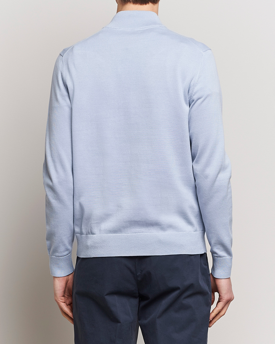Mies | Puserot | Morris | Riley Cotton Half Zip Light Blue