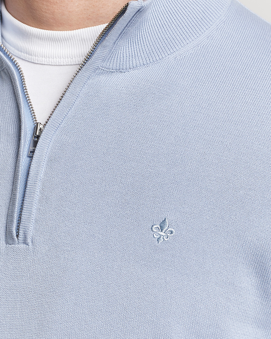 Mies | Puserot | Morris | Riley Cotton Half Zip Light Blue