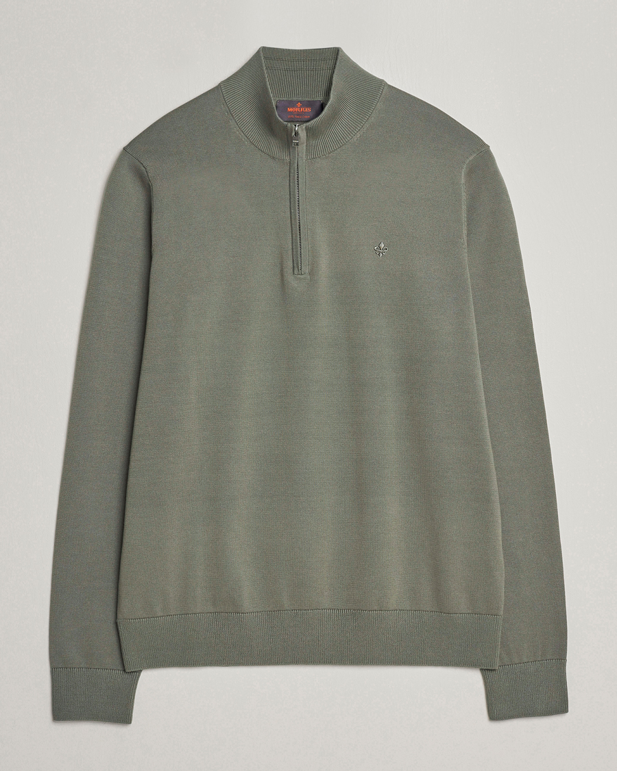 Mies | Puserot | Morris | Riley Cotton Half Zip Green