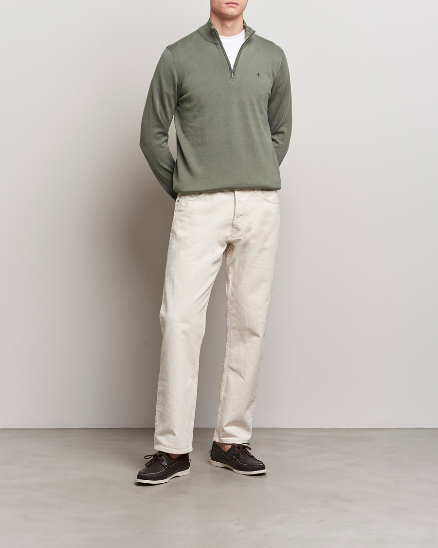 Mies | Puserot | Morris | Riley Cotton Half Zip Green