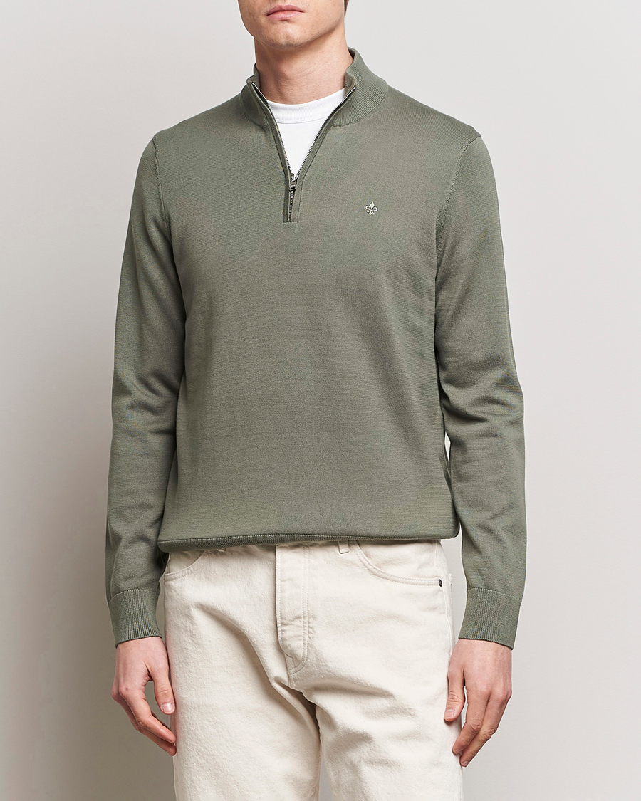 Mies | Puserot | Morris | Riley Cotton Half Zip Green