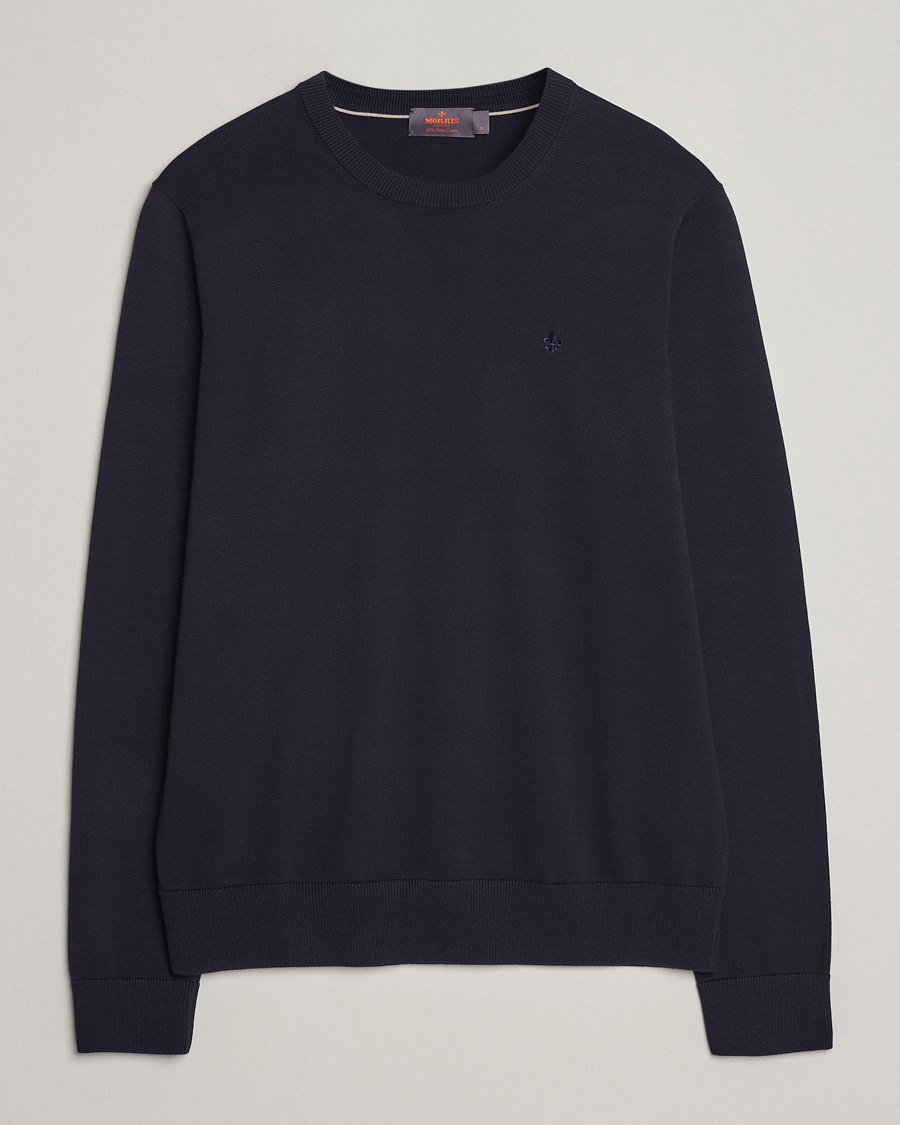 Mies | Puserot | Morris | Riley Cotton Crew Neck Pullover Old Blue