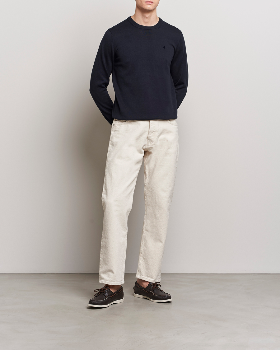 Mies | Puserot | Morris | Riley Cotton Crew Neck Pullover Old Blue
