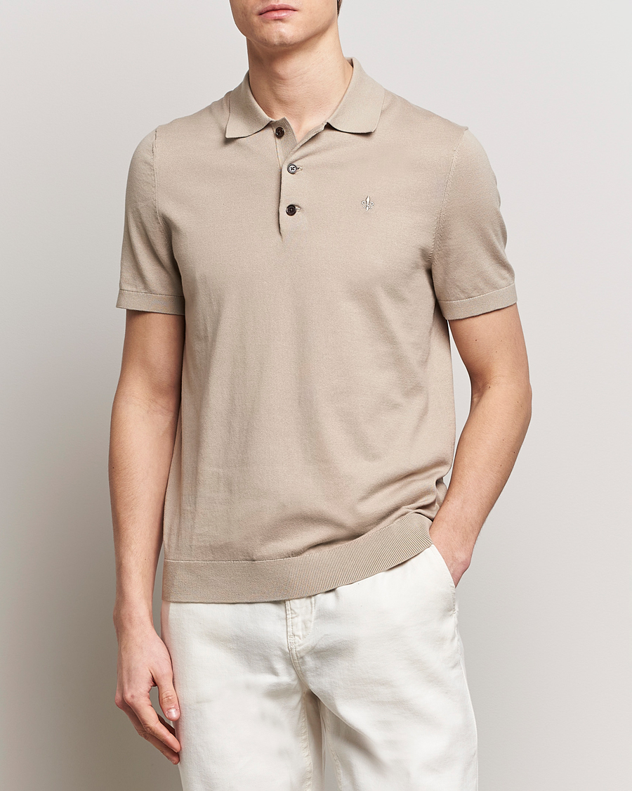 Herr | Morris | Morris | Cenric Cotton Knitted Short Sleeve Polo Khaki