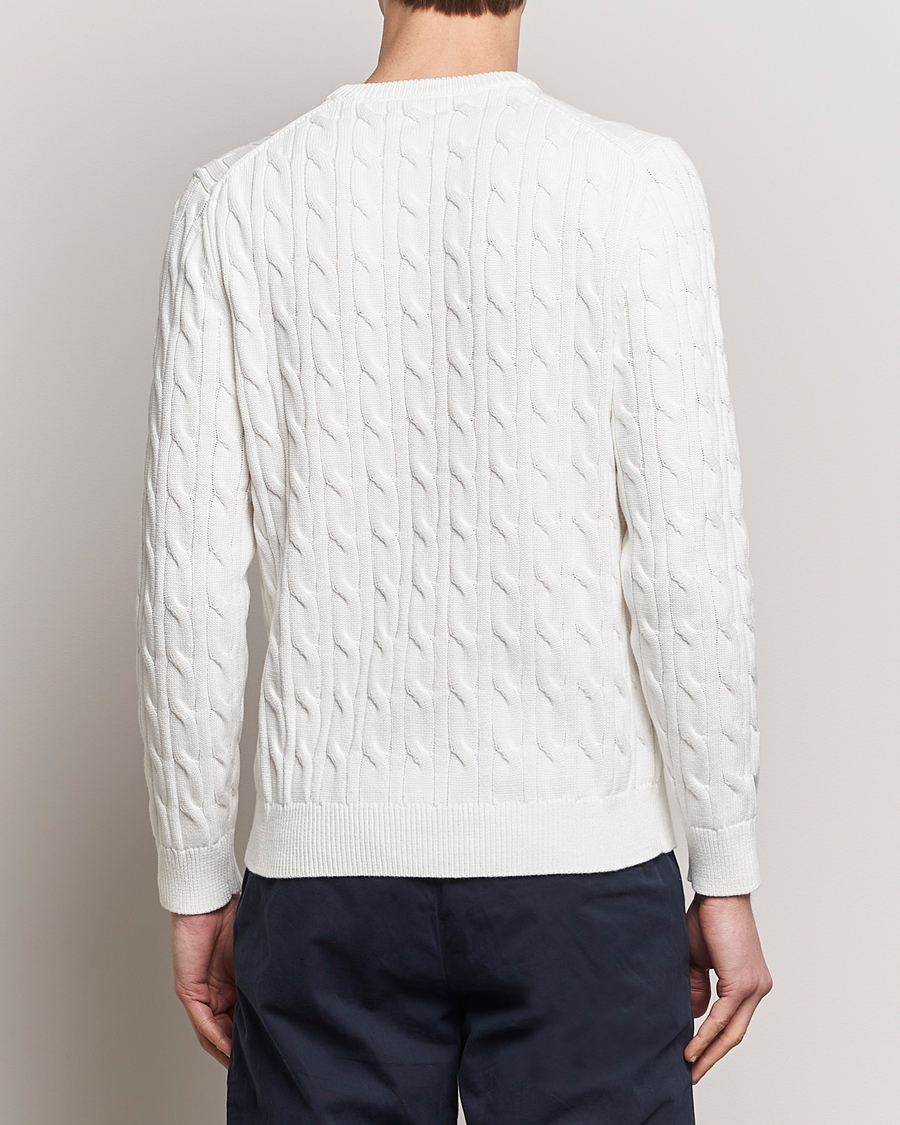 Mies | Puserot | Morris | Ethan Cotton Cable Crew Neck Off White