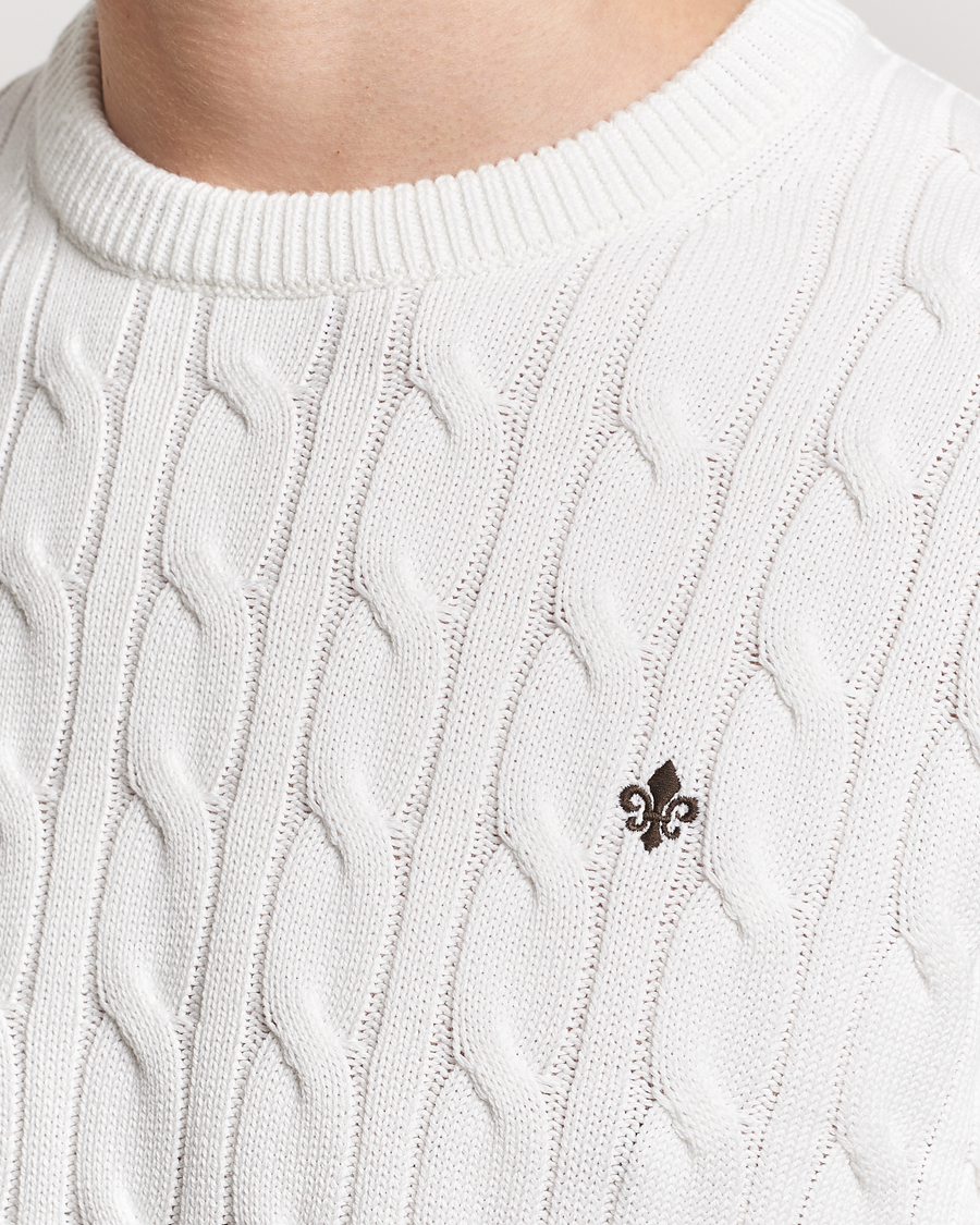 Mies | Puserot | Morris | Ethan Cotton Cable Crew Neck Off White