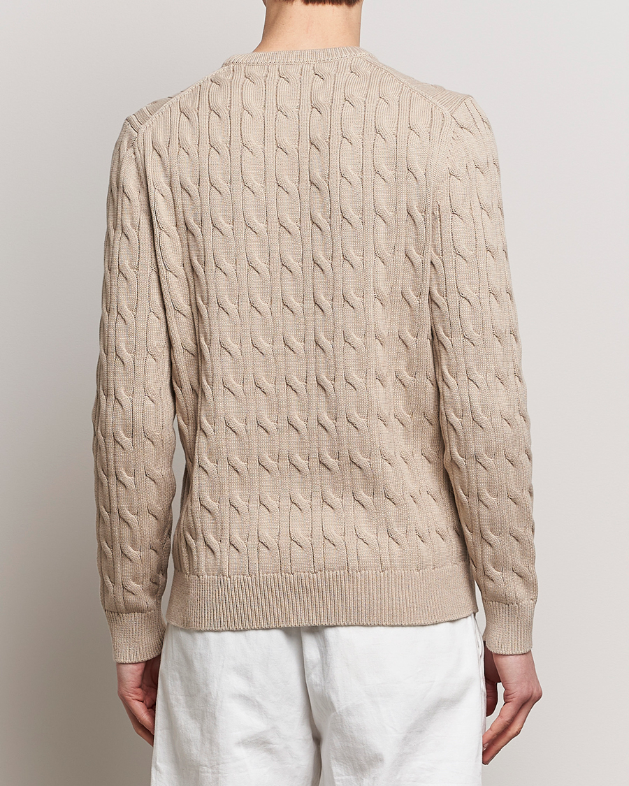 Mies | Puserot | Morris | Ethan Cotton Cable Crew Neck Khaki