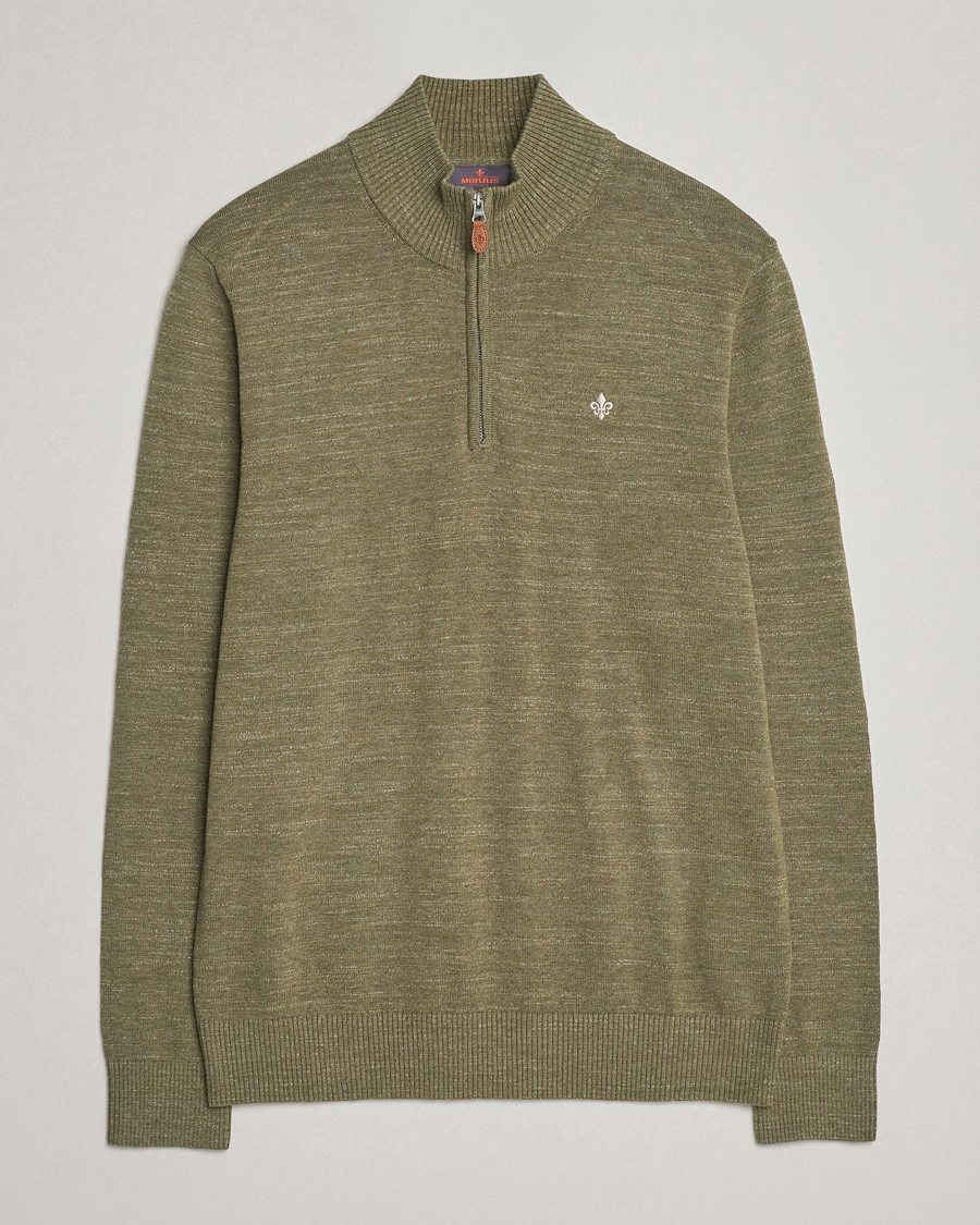 Mies | Puserot | Morris | Randall Cotton Half Zip Green