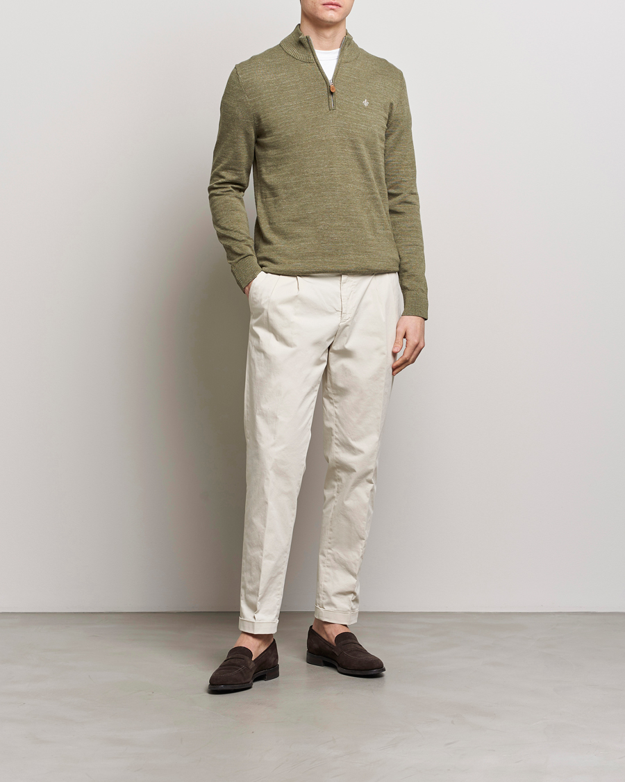 Mies | Puserot | Morris | Randall Cotton Half Zip Green