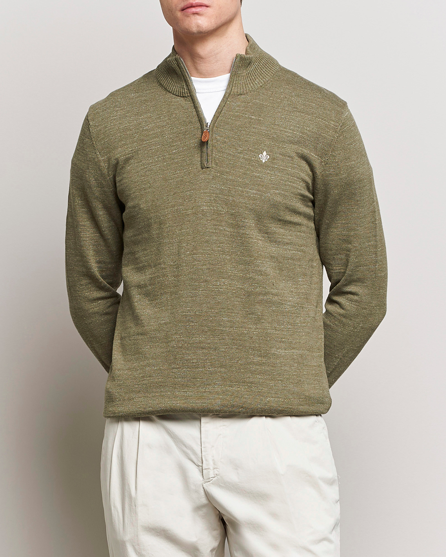 Mies | Puserot | Morris | Randall Cotton Half Zip Green