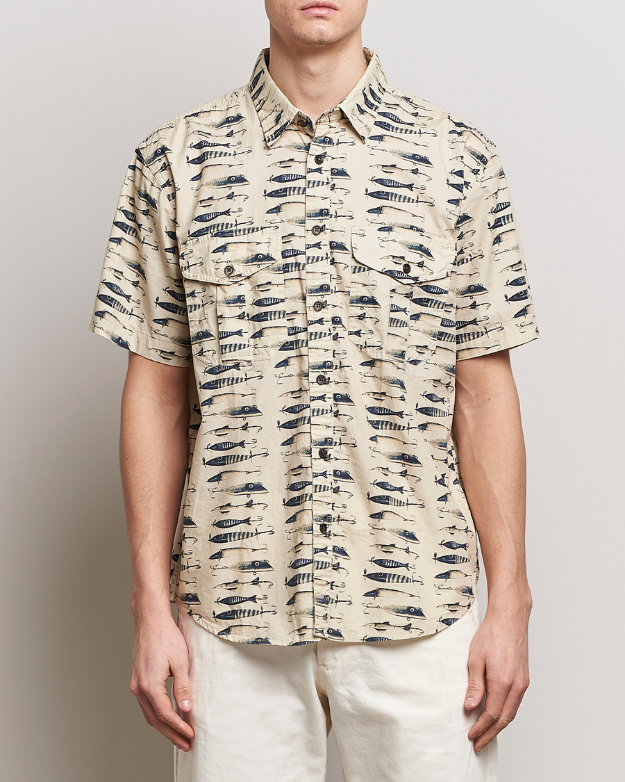 Mies |  | Filson | Washed Short Sleeve Feather Cloth Shirt Natural