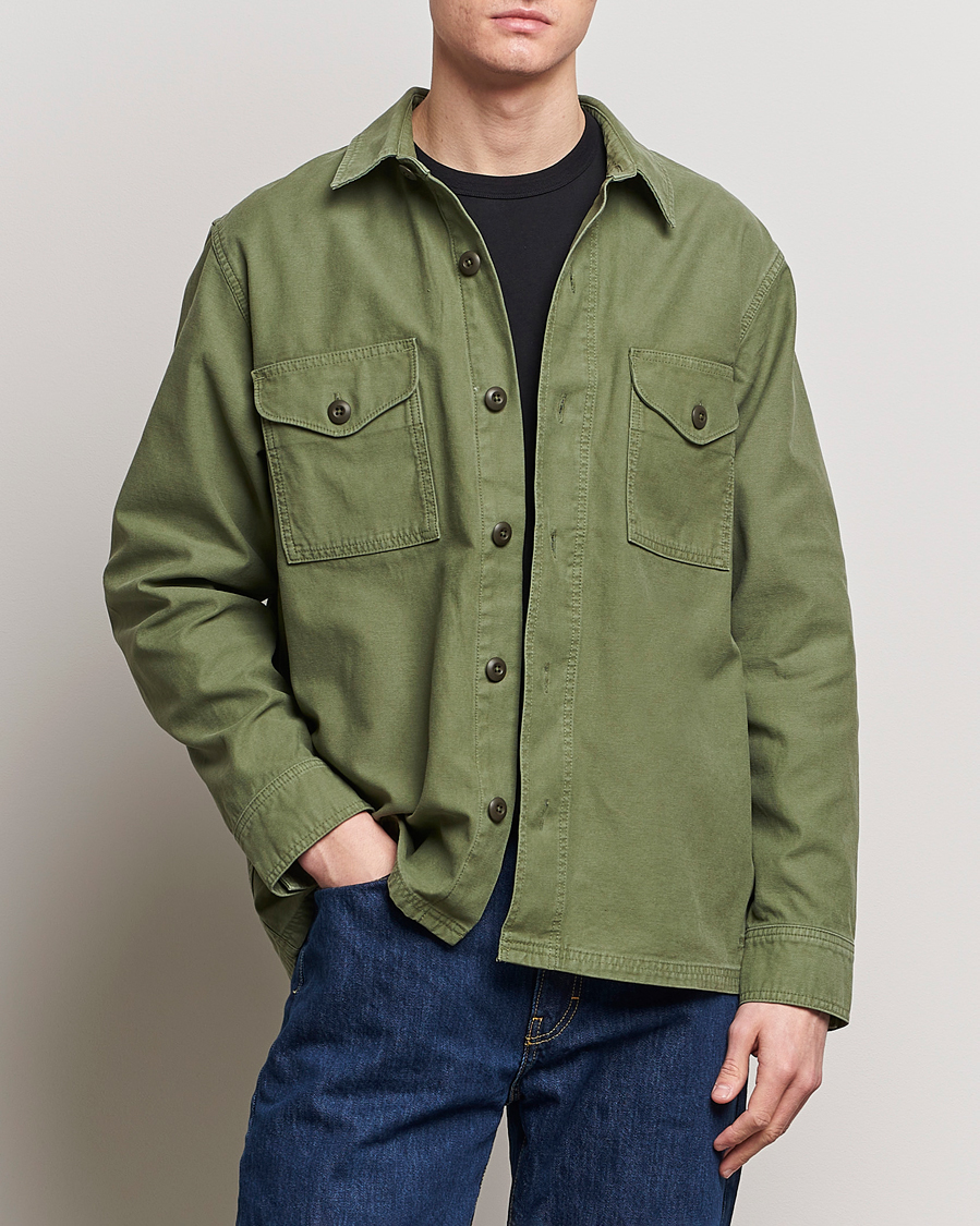 Mies | Takit | Filson | Reverse Sateen Jac-Shirt Washed Fatigue Green