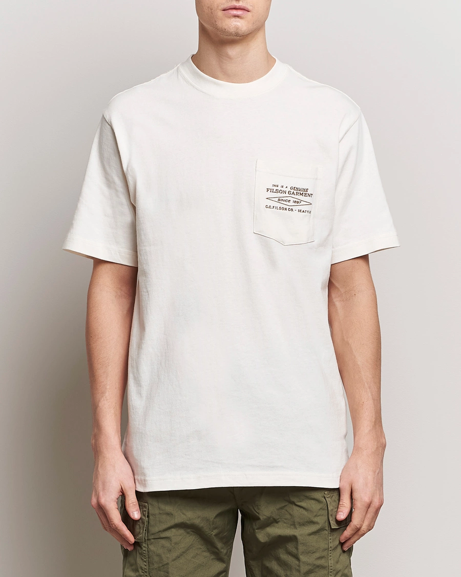 Mies |  | Filson | Embroidered Pocket T-Shirt Off White