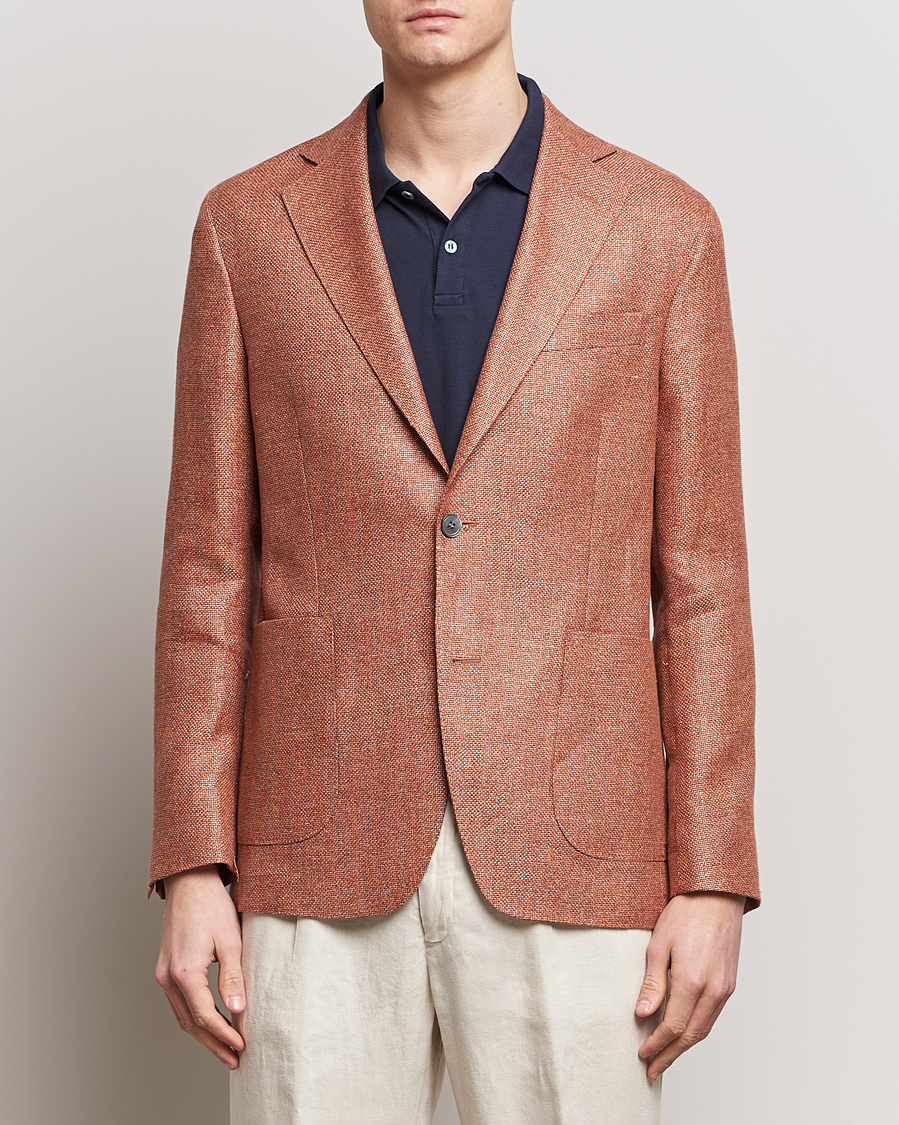 Mies | Smart Casual | Oscar Jacobson | Ferry Hopsack Hemp/Wool Blazer Orange