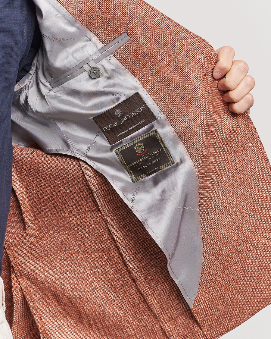Mies | Pikkutakit | Oscar Jacobson | Ferry Hopsack Hemp/Wool Blazer Orange