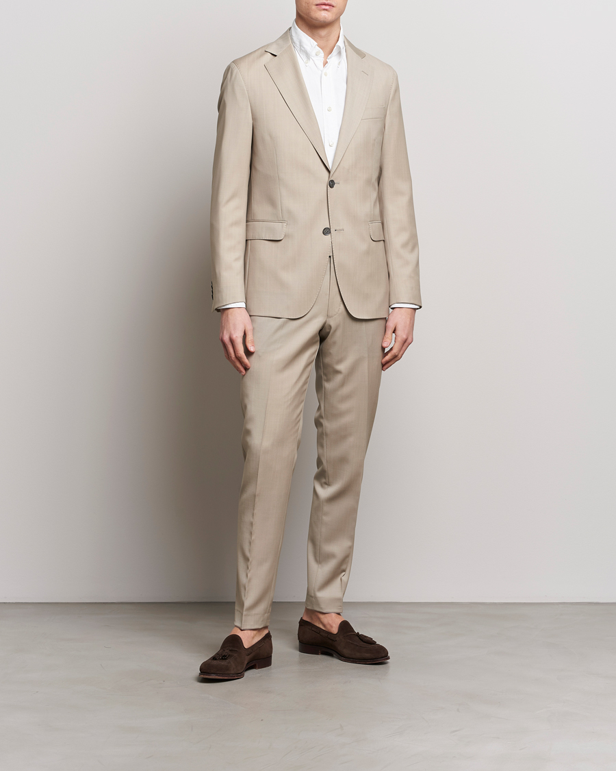 Mies | Oscar Jacobson | Oscar Jacobson | Fogerty Super 130's Wool Suit Beige