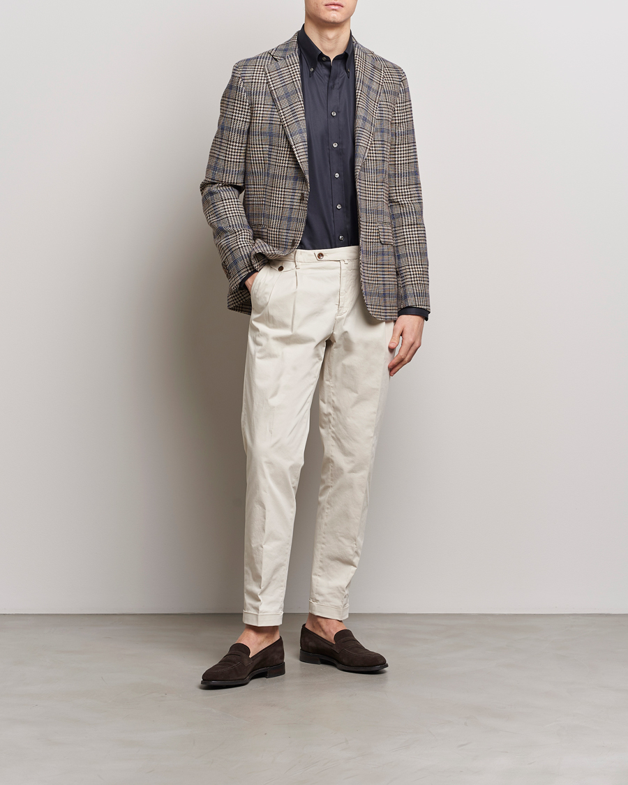 Mies | Pikkutakit | Oscar Jacobson | Ferry Soft Checked Cotton/Linen Blazer Beige