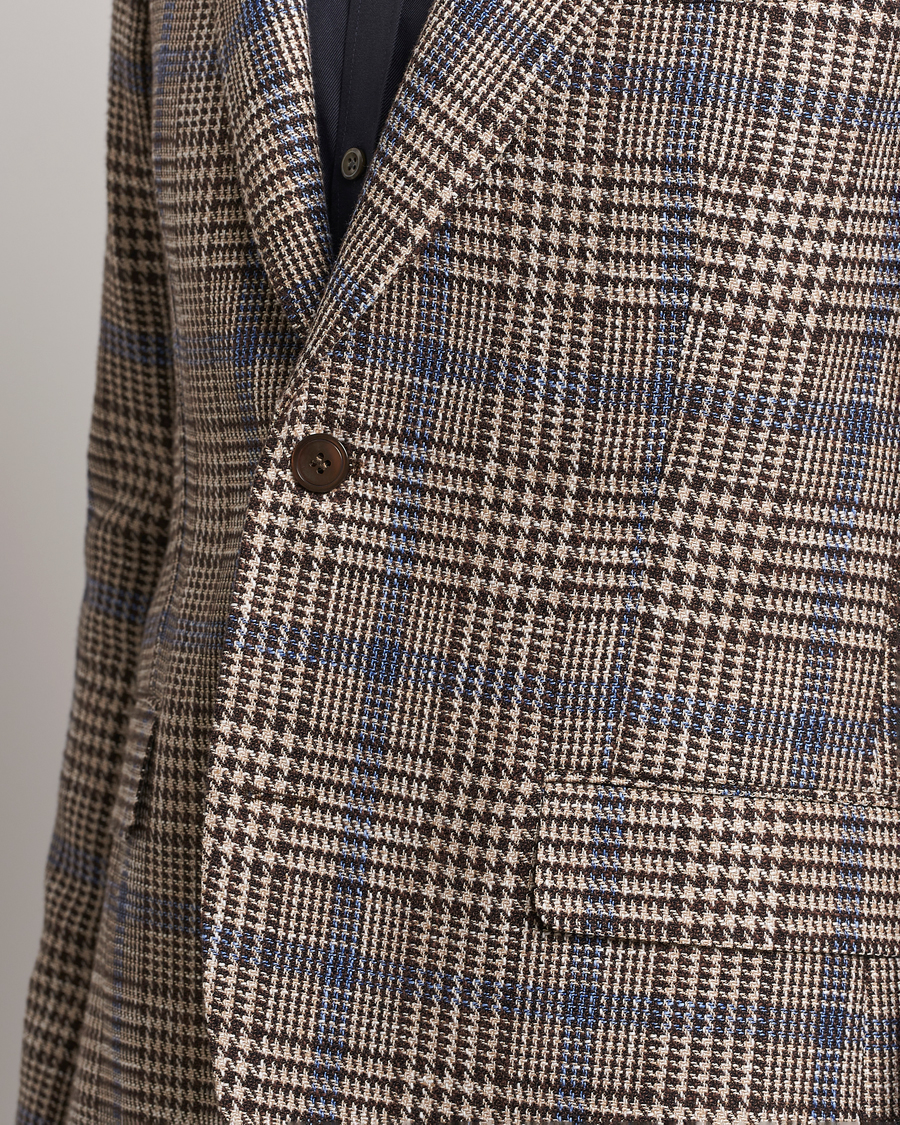 Mies | Pikkutakit | Oscar Jacobson | Ferry Soft Checked Cotton/Linen Blazer Beige