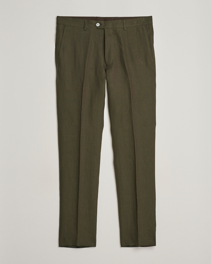 Mies | Housut | Oscar Jacobson | Denz Linen Trousers Olive
