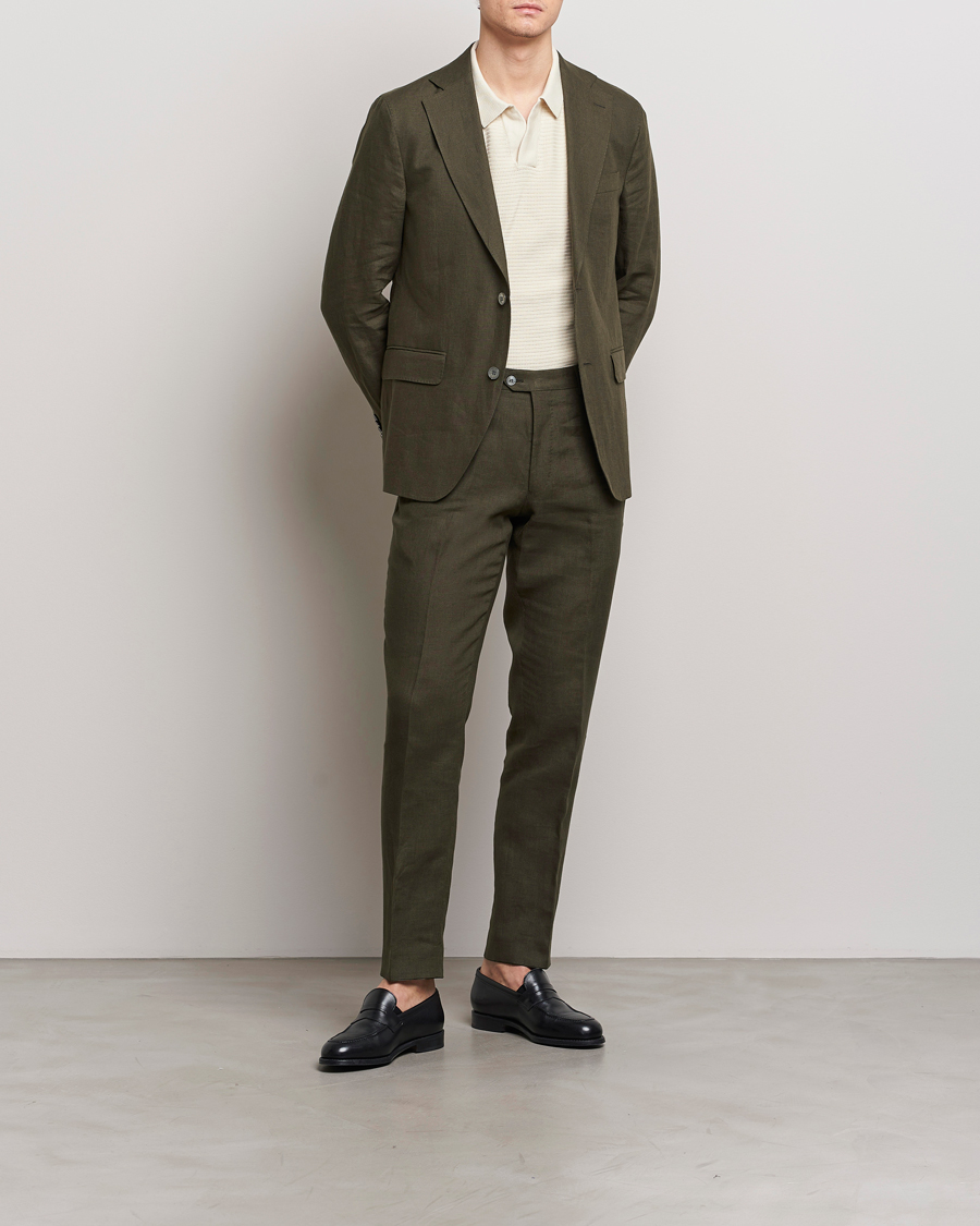 Mies | Housut | Oscar Jacobson | Denz Linen Trousers Olive