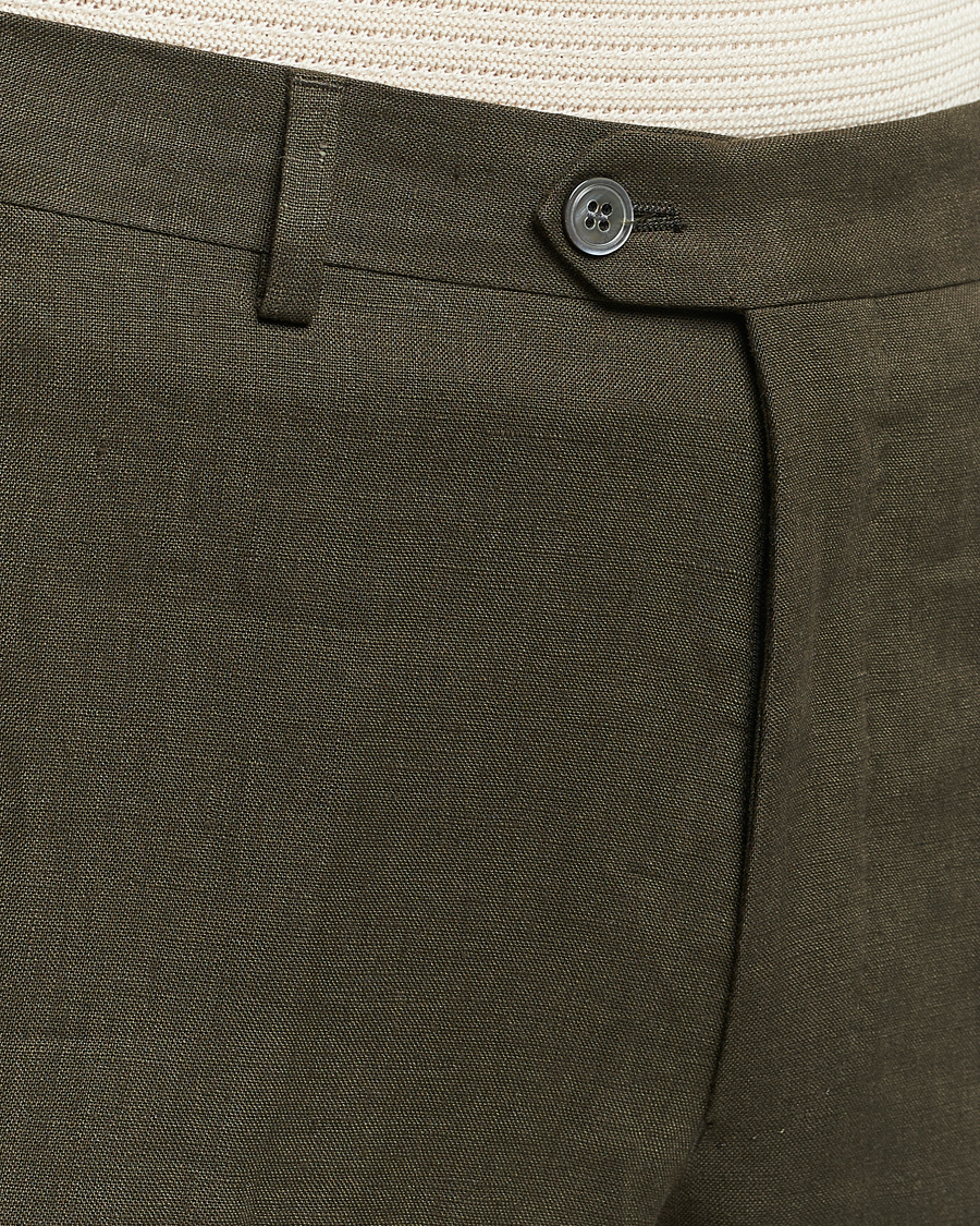 Mies | Housut | Oscar Jacobson | Denz Linen Trousers Olive