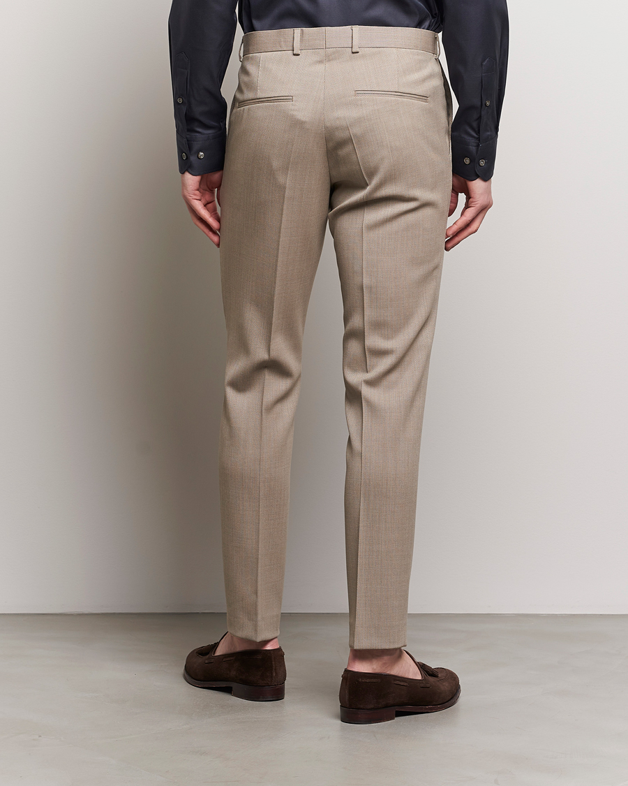 Mies | Housut | Oscar Jacobson | Denz Structured Wool Trousers Beige