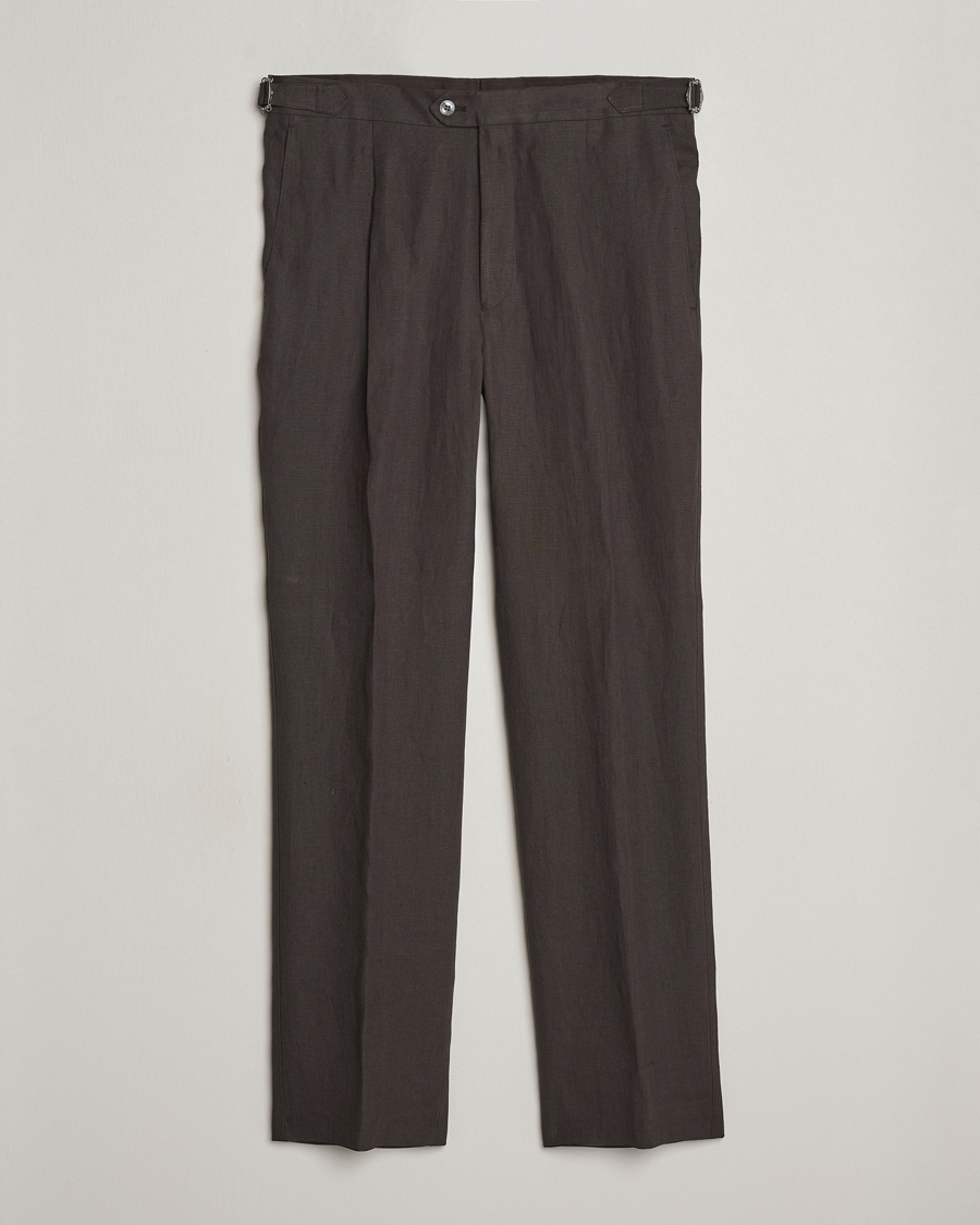 Mies | Housut | Oscar Jacobson | Delon Linen Trousers Brown