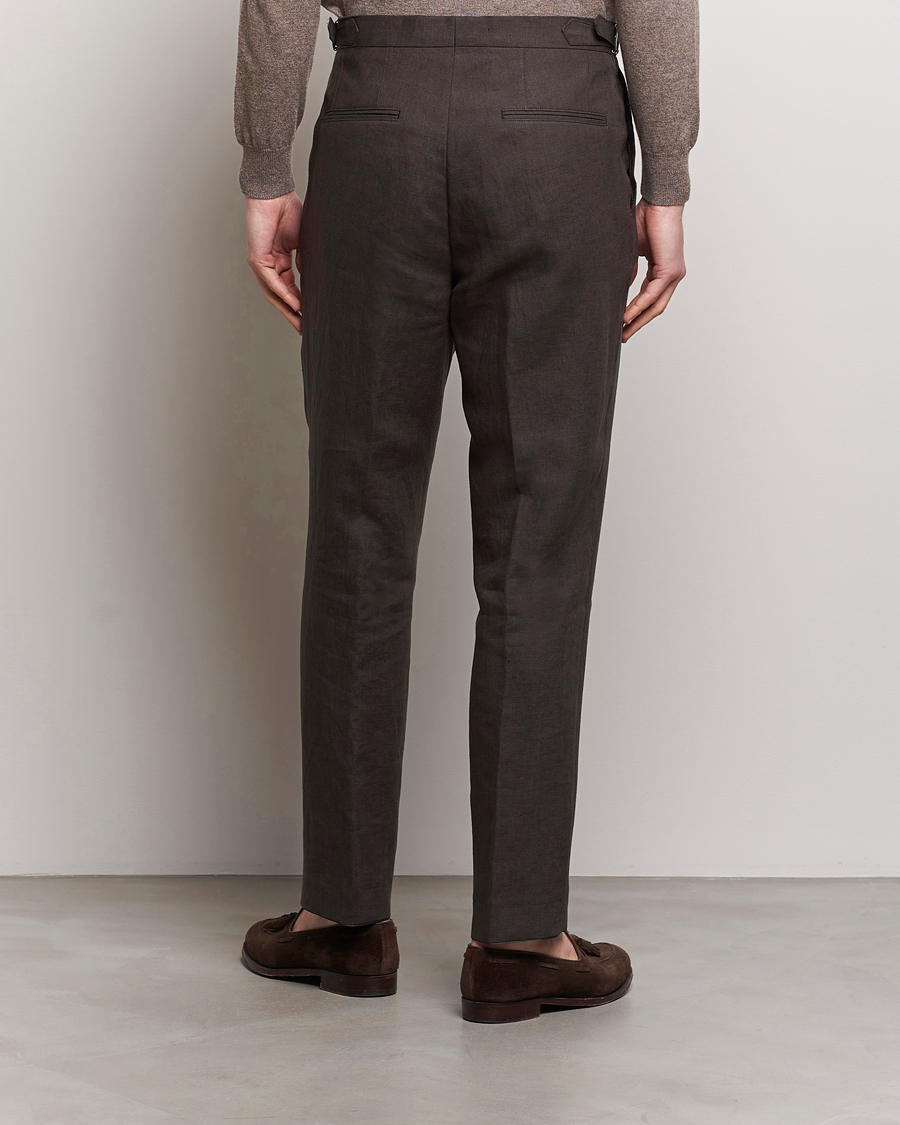 Mies | Housut | Oscar Jacobson | Delon Linen Trousers Brown