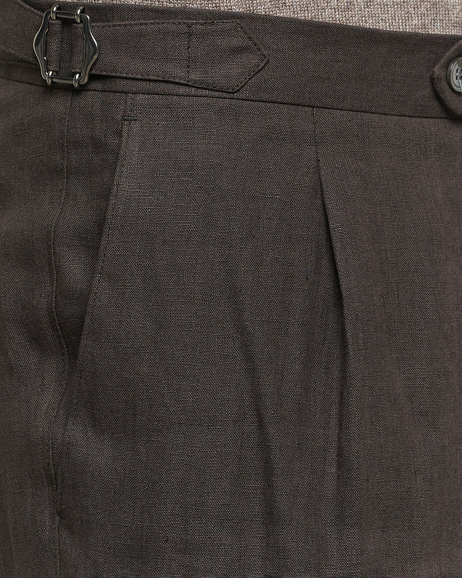 Mies | Housut | Oscar Jacobson | Delon Linen Trousers Brown