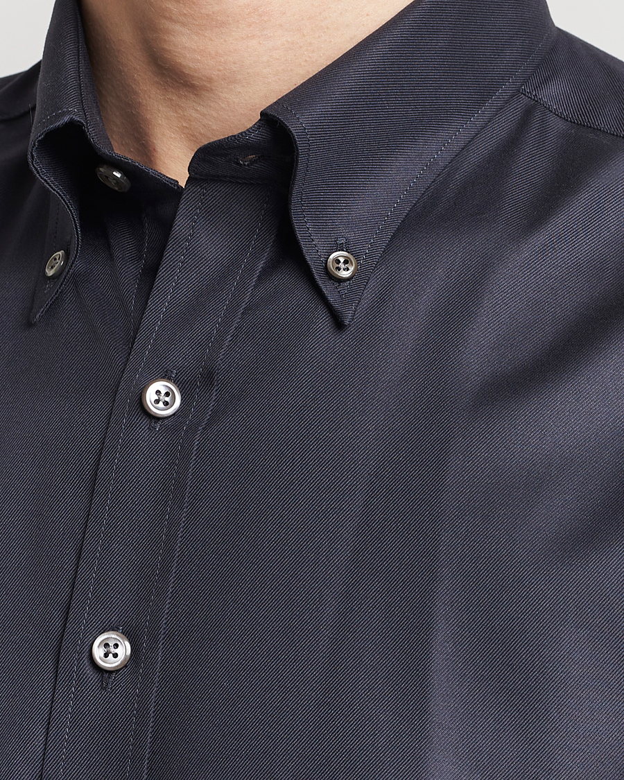 Mies | Kauluspaidat | Oscar Jacobson | Regular Fit Button Down Cotton Twill Shirt Black