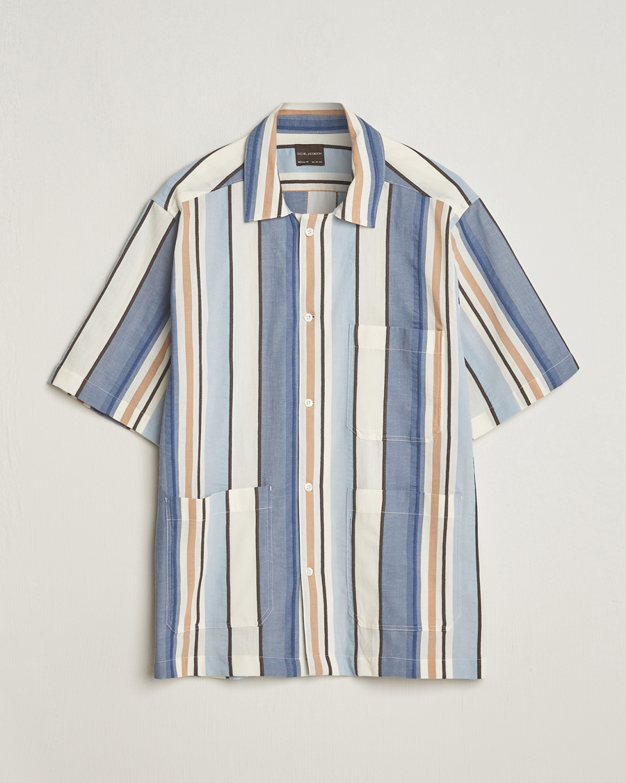 Mies | Kauluspaidat | Oscar Jacobson | Hanks Short Sleeve Striped Cotton Shirt Multi