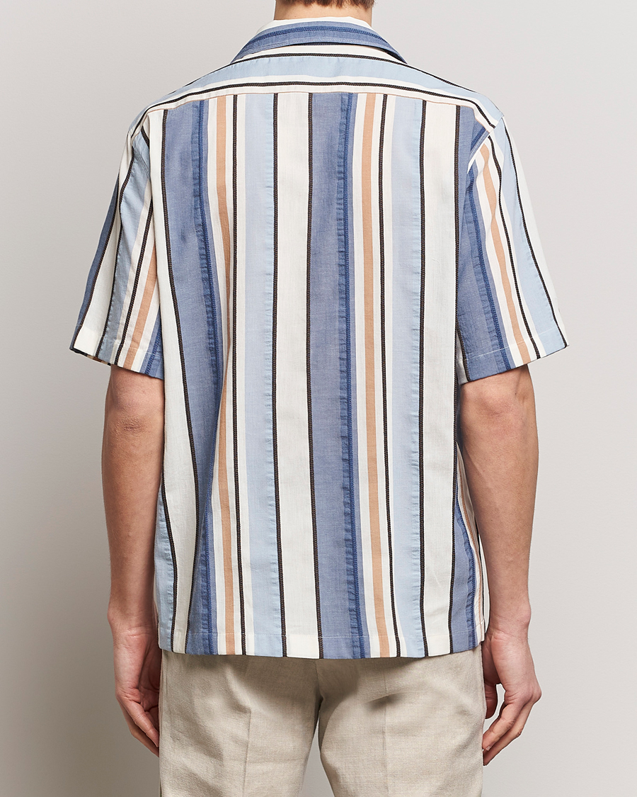Mies | Kauluspaidat | Oscar Jacobson | Hanks Short Sleeve Striped Cotton Shirt Multi