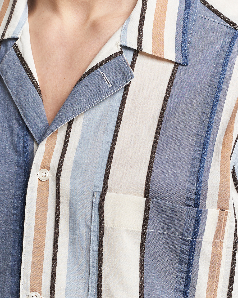 Mies | Kauluspaidat | Oscar Jacobson | Hanks Short Sleeve Striped Cotton Shirt Multi