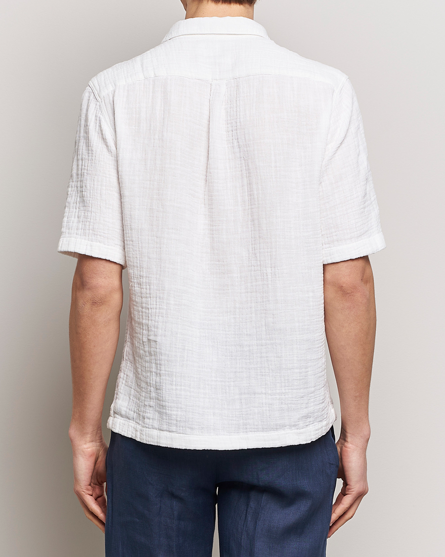 Mies | Kauluspaidat | Oscar Jacobson | Short Sleeve City Crepe Cotton Shirt White