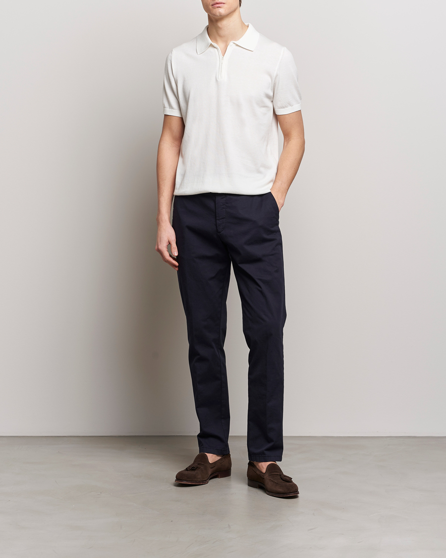 Mies | Pikeet | Oscar Jacobson | Otto Short Sleeve Zip Polo White
