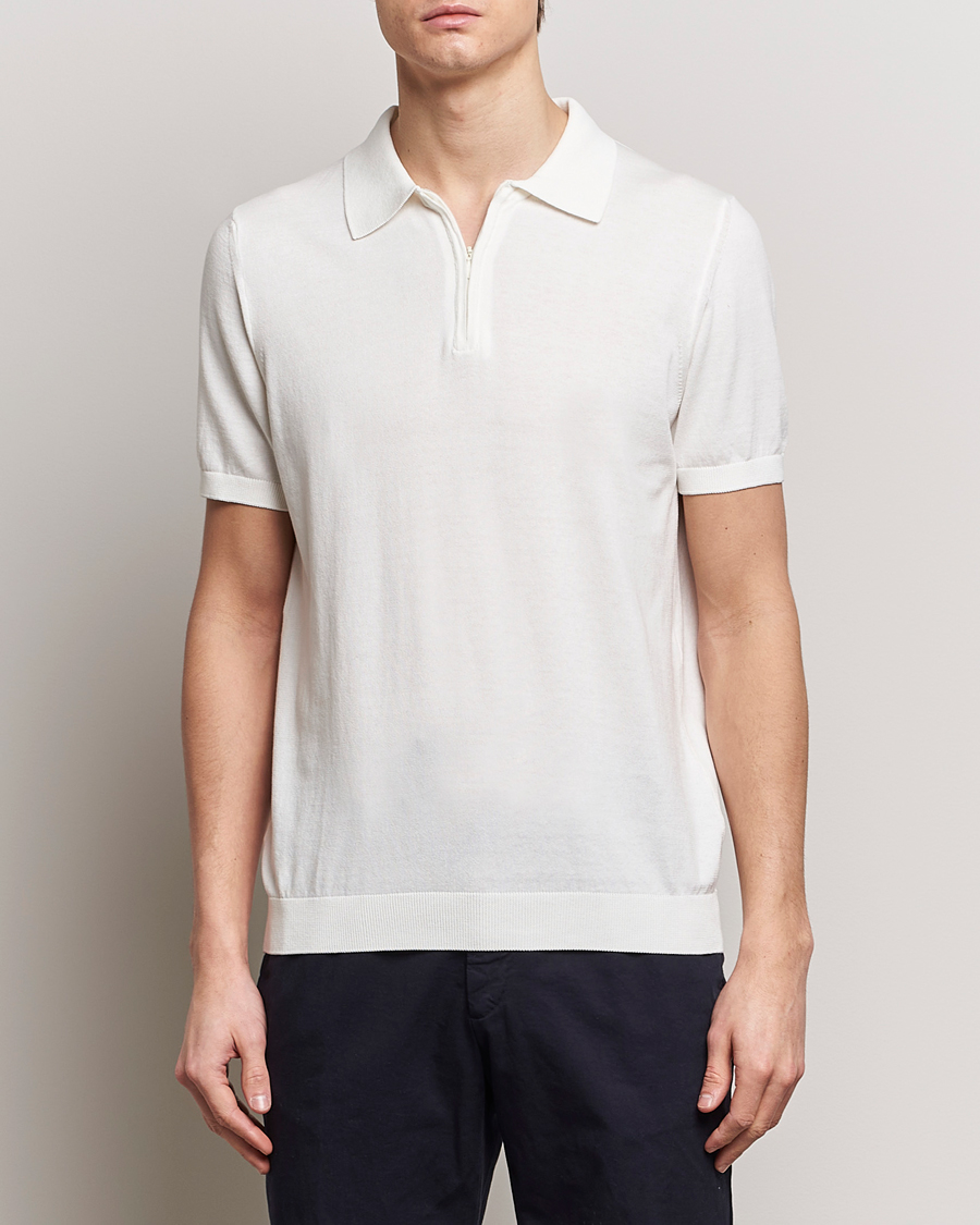 Mies | Pikeet | Oscar Jacobson | Otto Short Sleeve Zip Polo White
