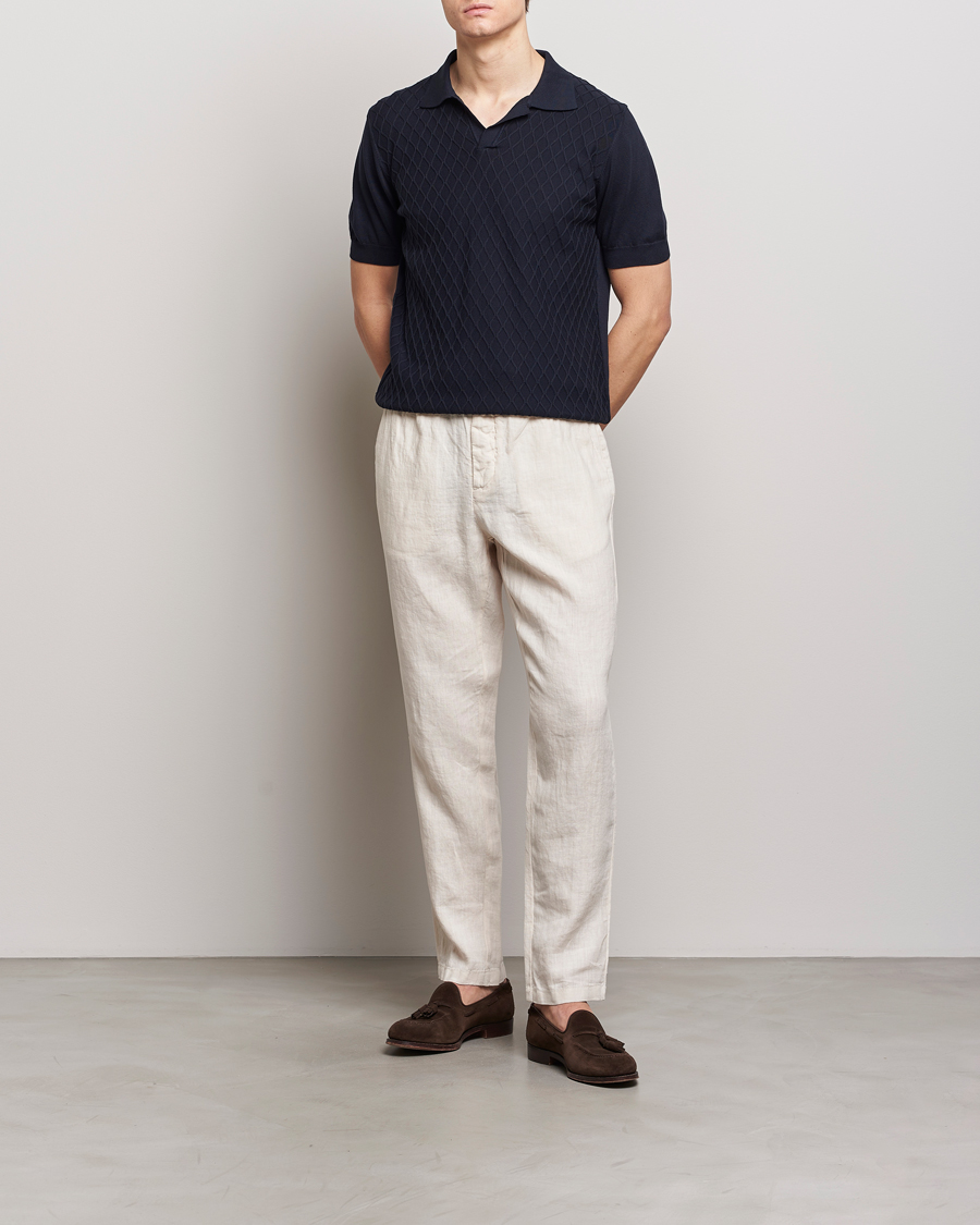 Mies | Pikeet | Oscar Jacobson | Mirza Structured Cotton Polo Navy