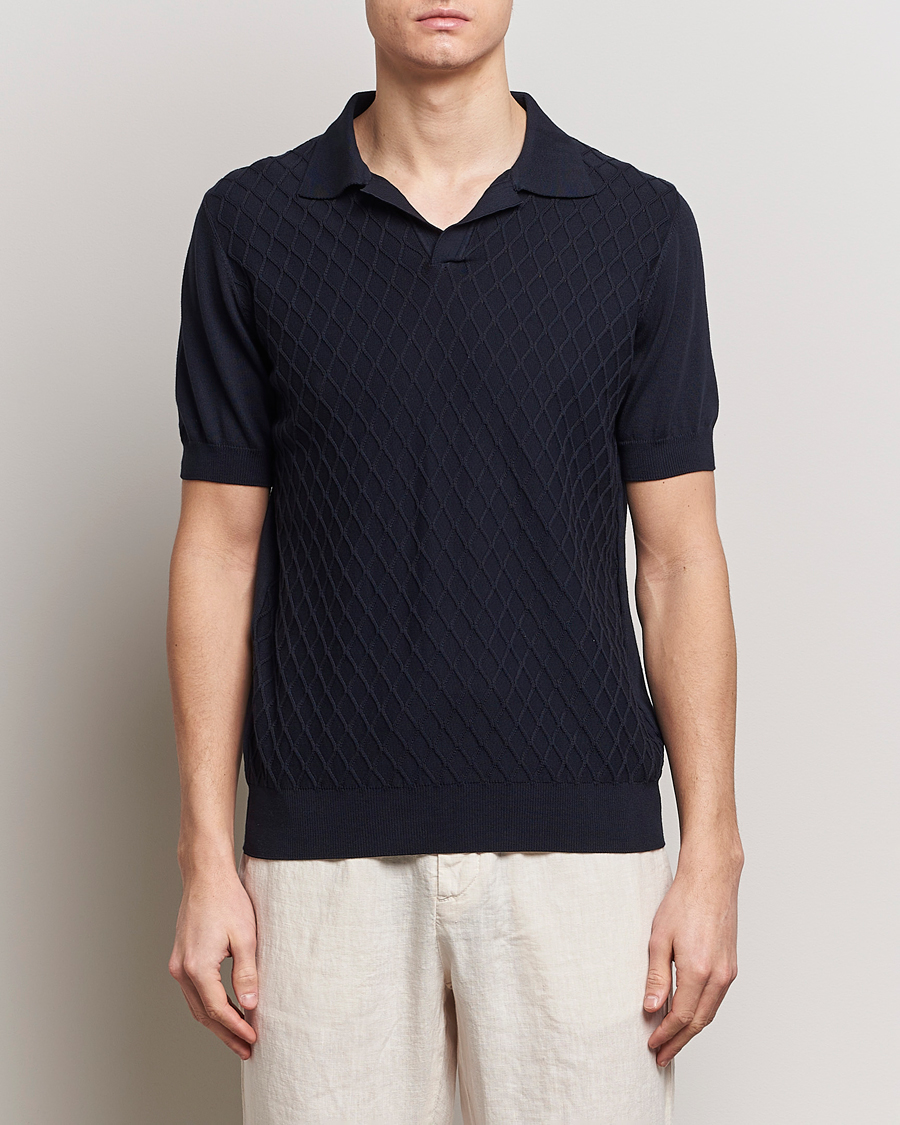 Mies | Pikeet | Oscar Jacobson | Mirza Structured Cotton Polo Navy