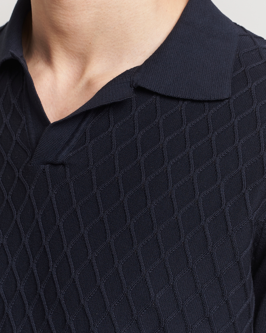 Mies | Pikeet | Oscar Jacobson | Mirza Structured Cotton Polo Navy