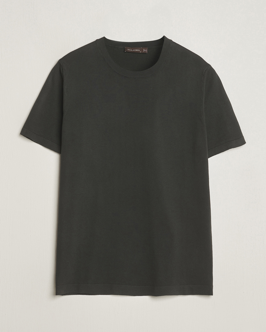 Mies | T-paidat | Oscar Jacobson | Brian Knitted Cotton T-Shirt Olive