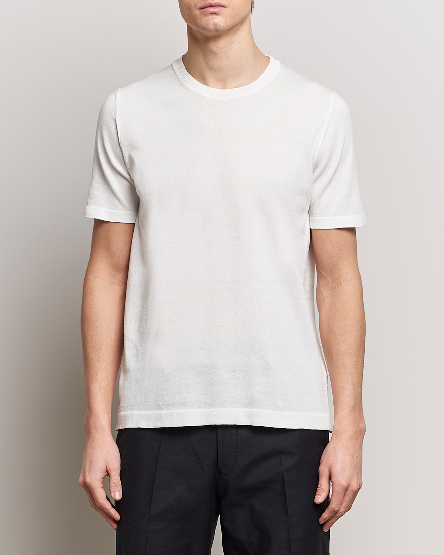 Mies |  | Oscar Jacobson | Brian Knitted Cotton T-Shirt White